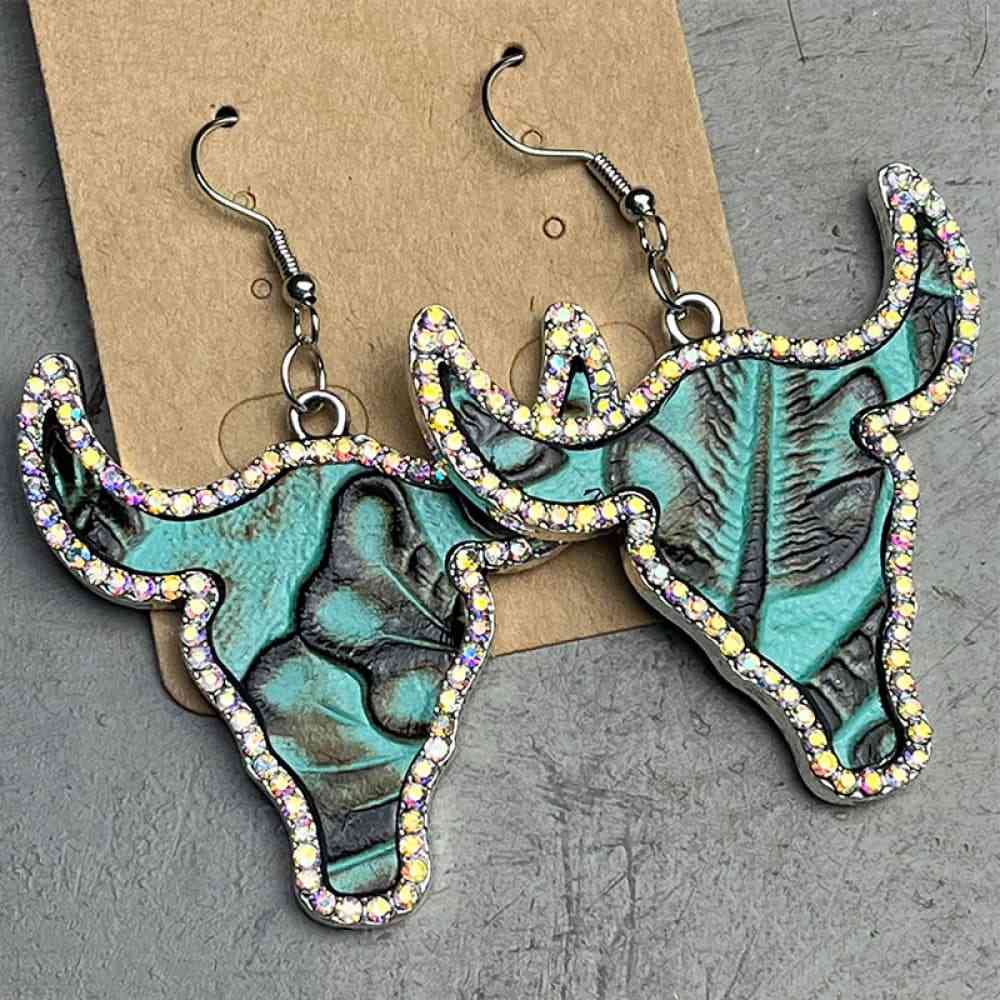 Rhinestone Trim Bull | Earrings