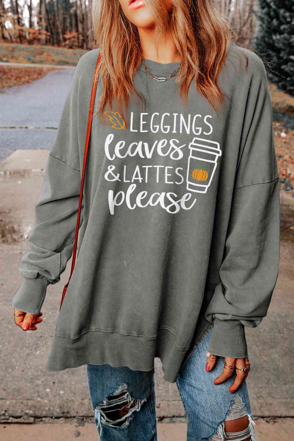 Leggings Leaves and Lattes Please | Sweatshirt