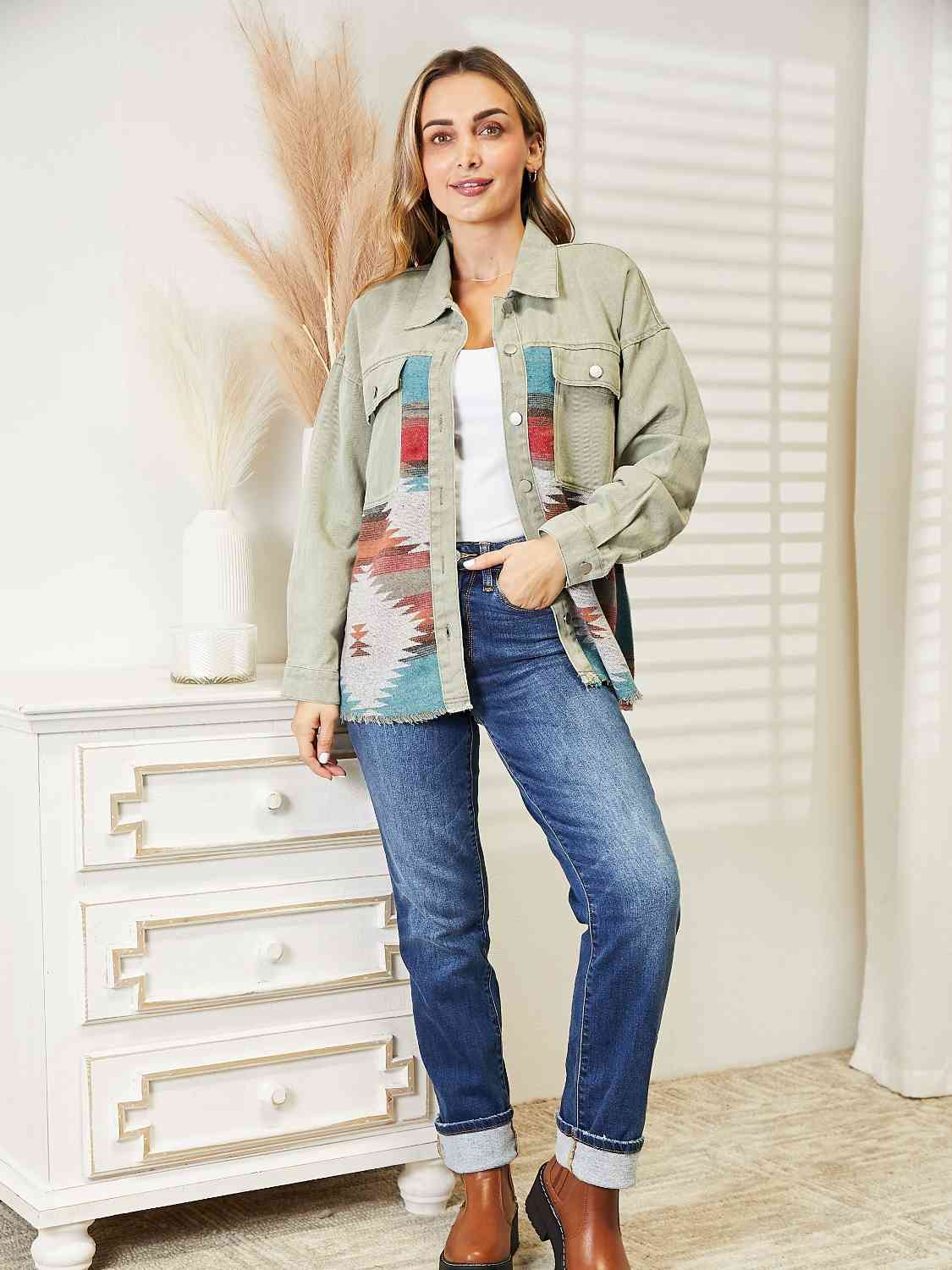 Aztec Raw Hem | Casual Top