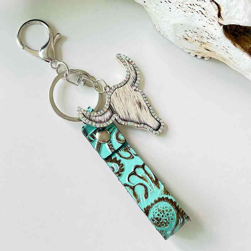 Rhinestone Bull Turquoise | Keychain