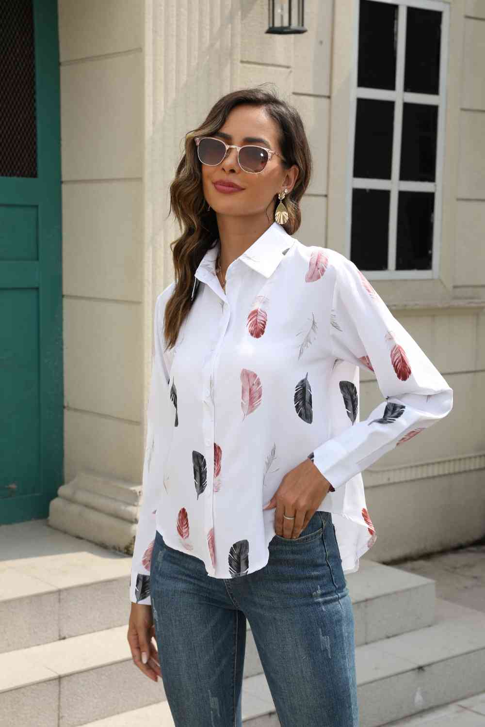 Feather Button Down | Casual Top
