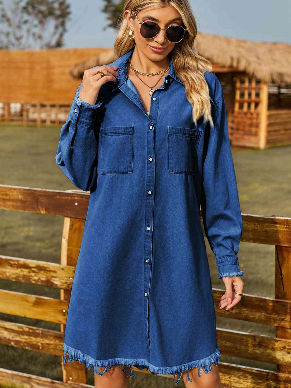 Button Up Raw Hem Denim | Dress
