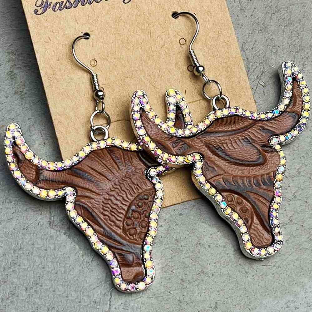 Rhinestone Trim Bull | Earrings
