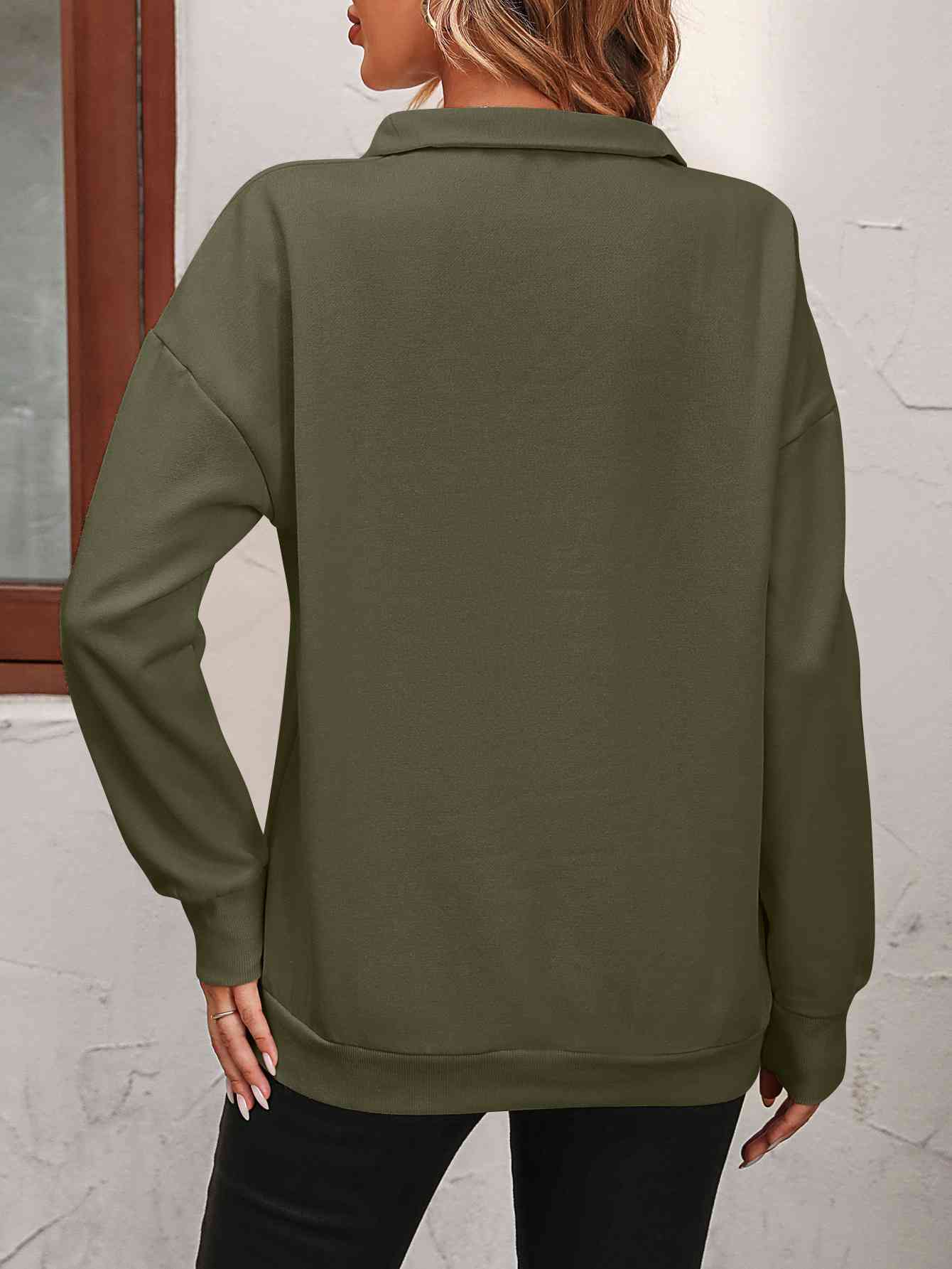 Zip-Up Dropped Shoulder | Sweatshirt