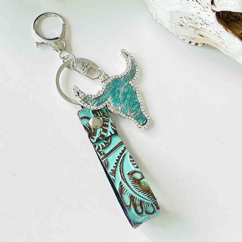 Rhinestone Bull Turquoise | Keychain