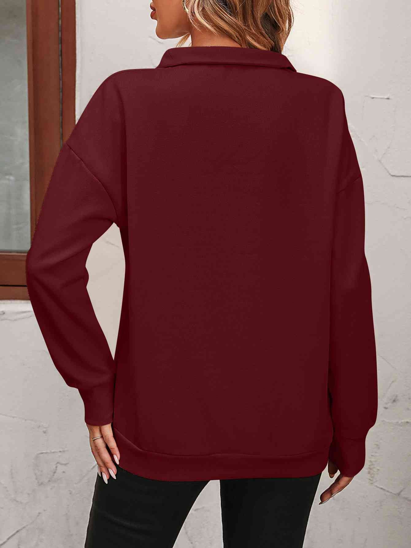 Zip-Up Dropped Shoulder | Sweatshirt