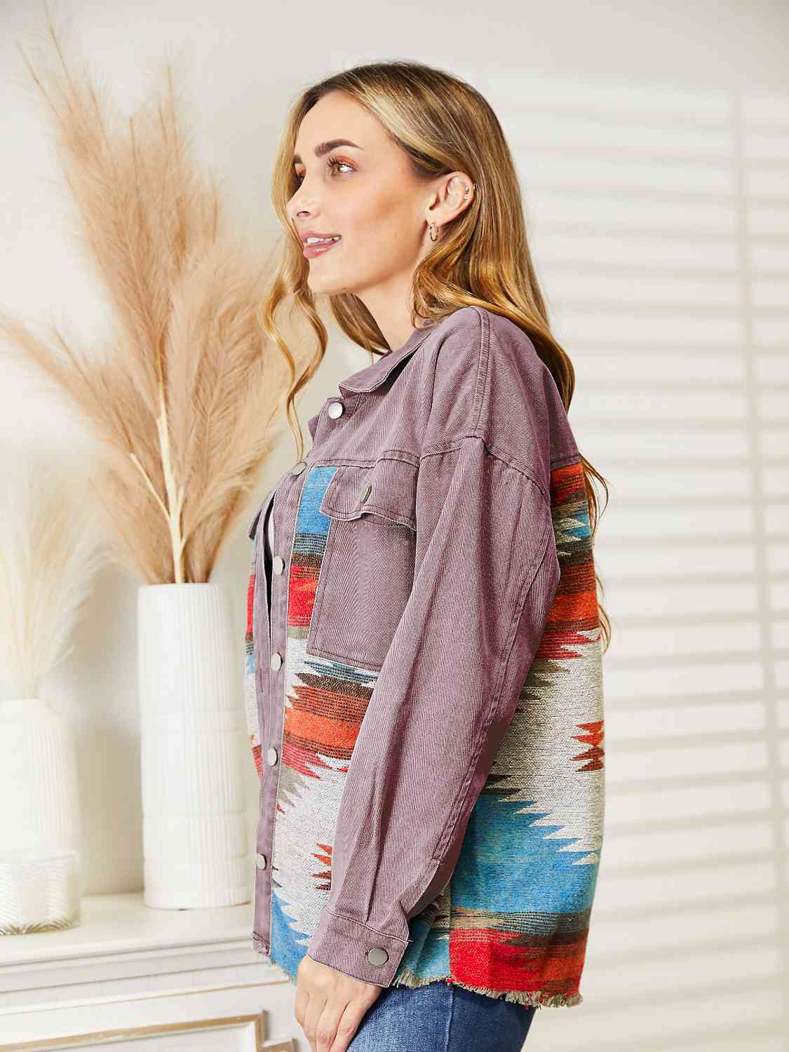 Aztec Raw Hem | Casual Top
