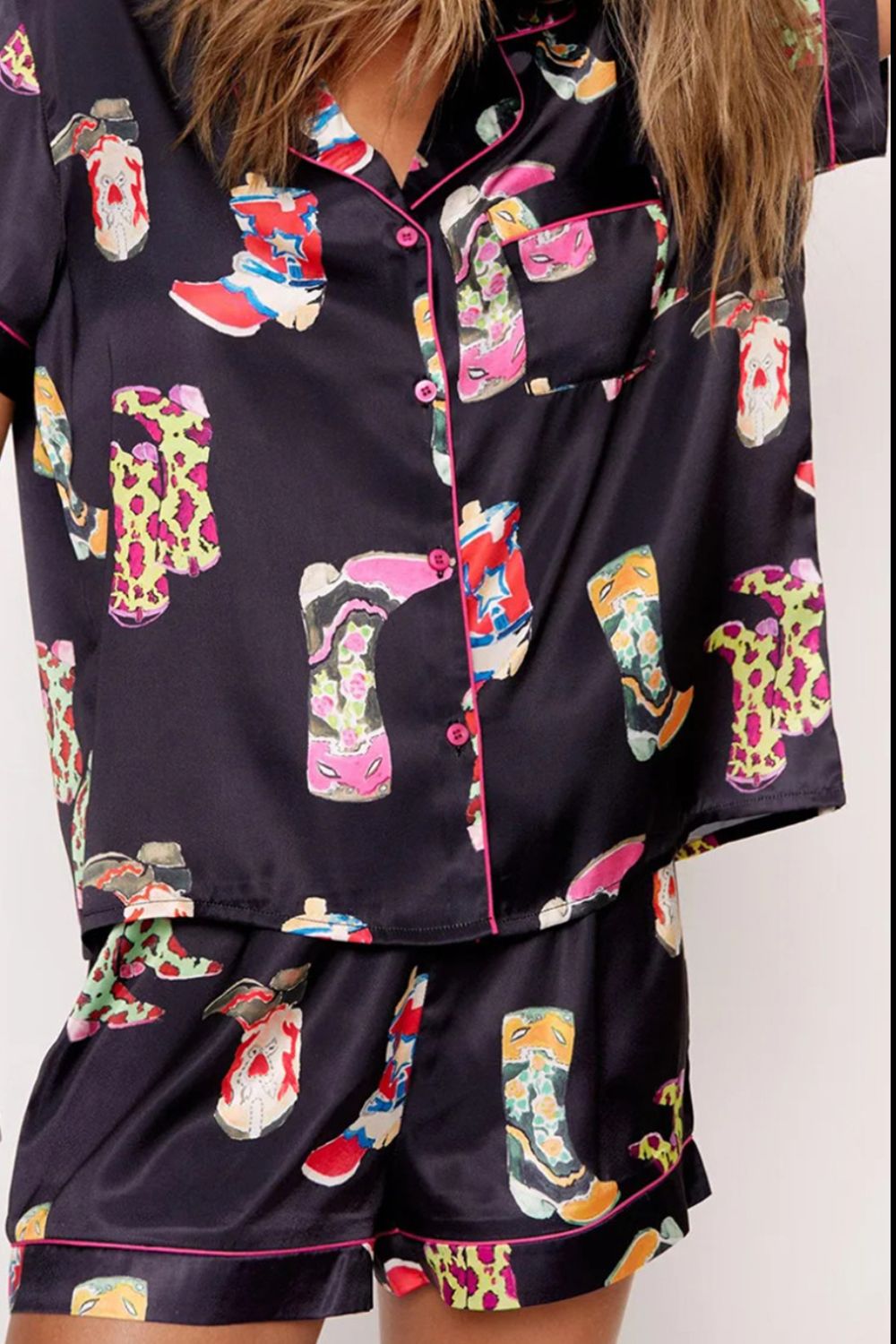 Boots Button Up Top and Shorts | Lounge Set