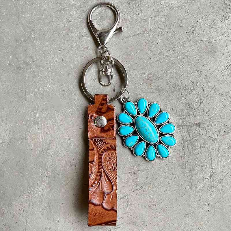Turquoise & Leather | Keychain