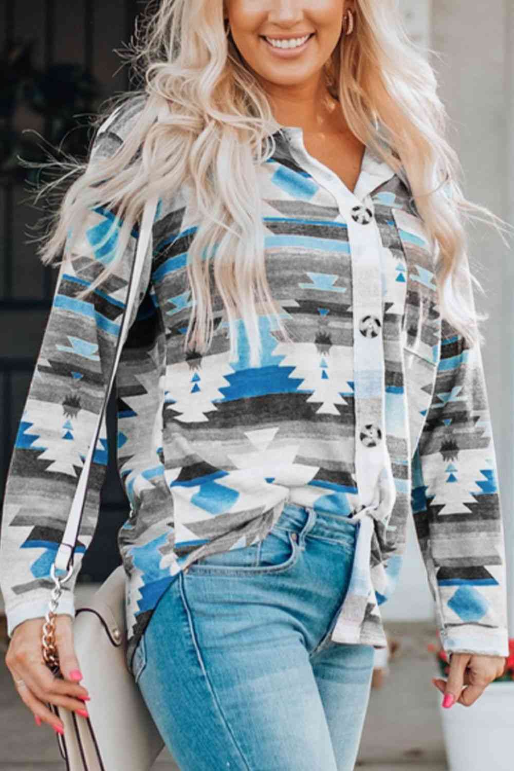 Aztec Printed Button Up | Long Sleeve Shirt