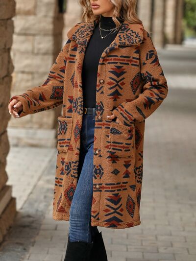 Colorful Geometric Pocketed | Dropped Shoulder Coat