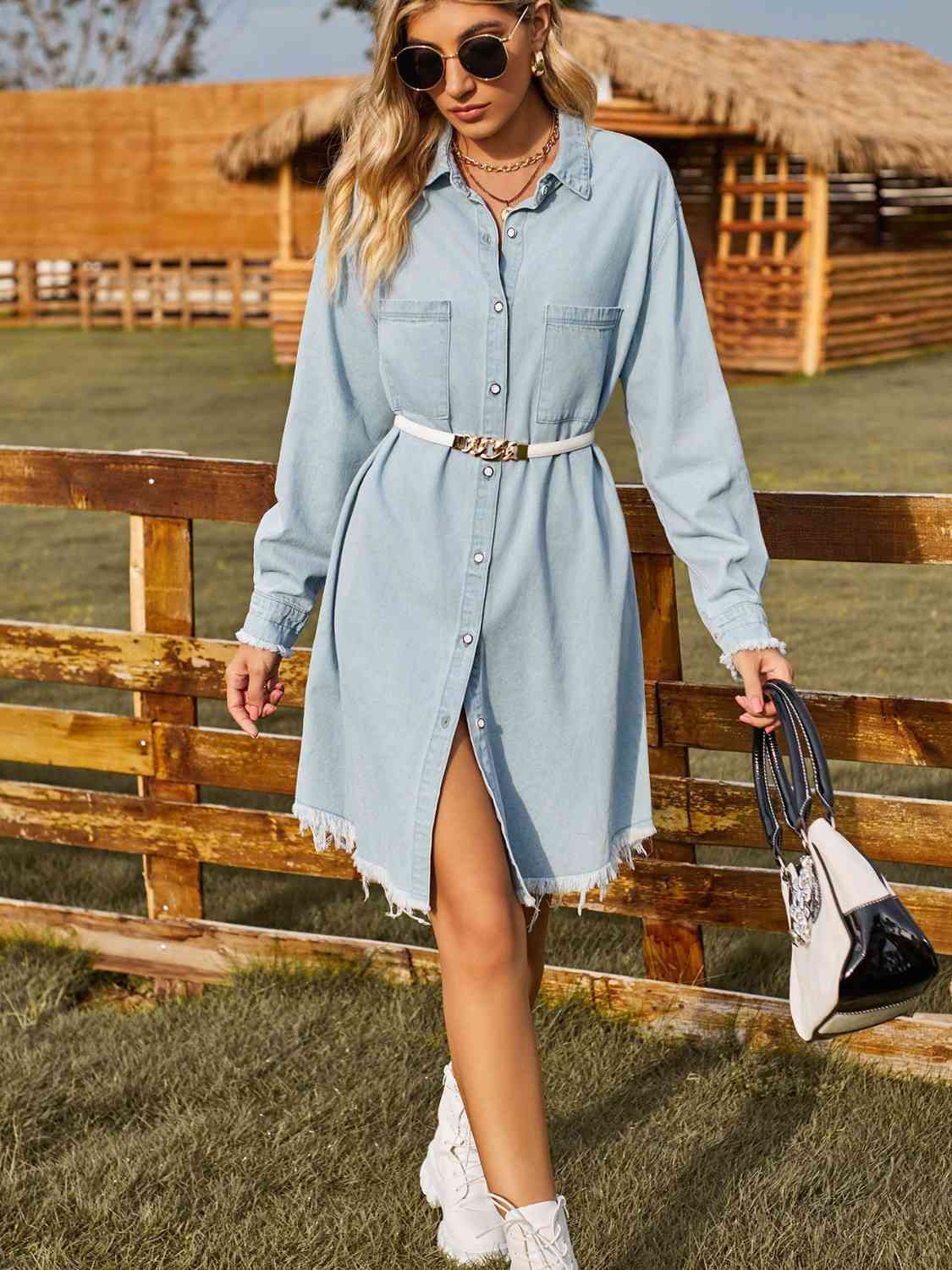 Button Up Raw Hem Denim | Dress
