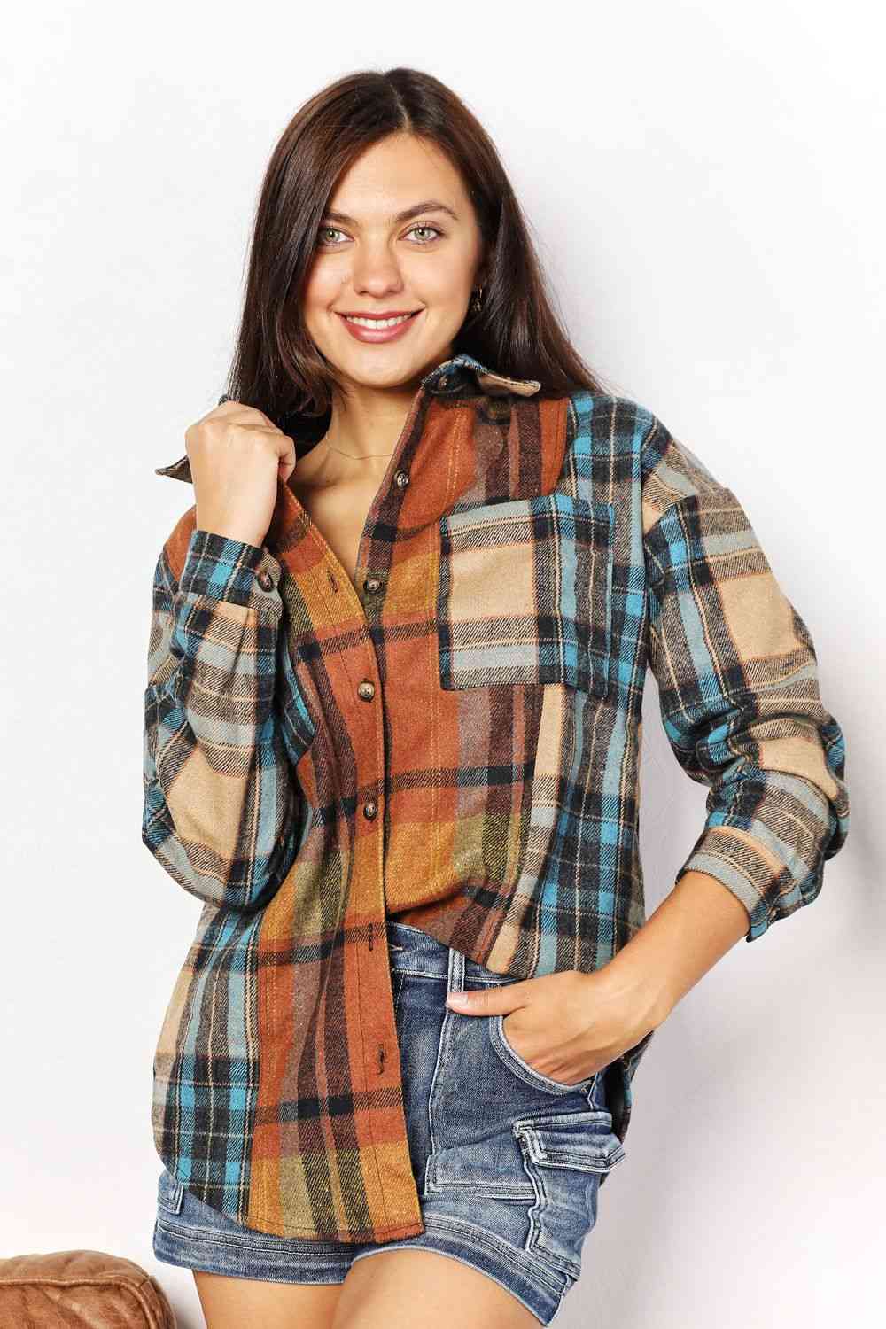 Plaid Curved Hem | Top