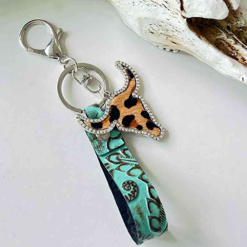 Rhinestone Bull Turquoise | Keychain