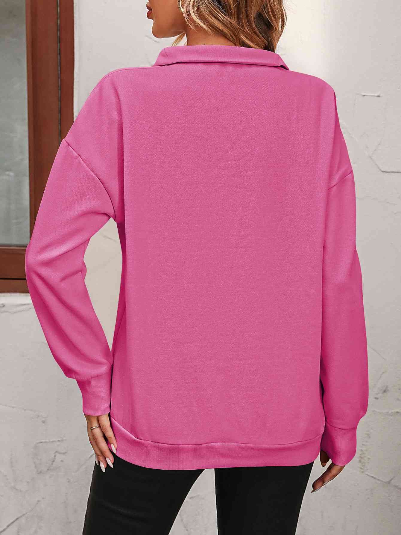 Zip-Up Dropped Shoulder | Sweatshirt