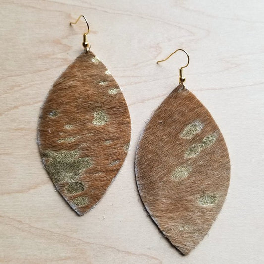 Gold/Tan Metallic Hair on Hide | Earrings