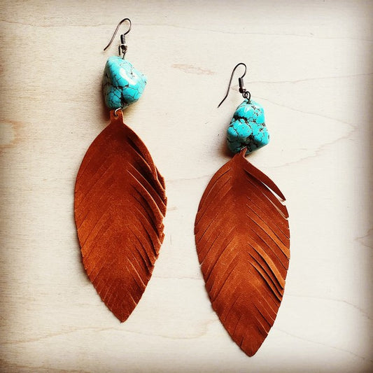 Tan Suede Feather | Earrings