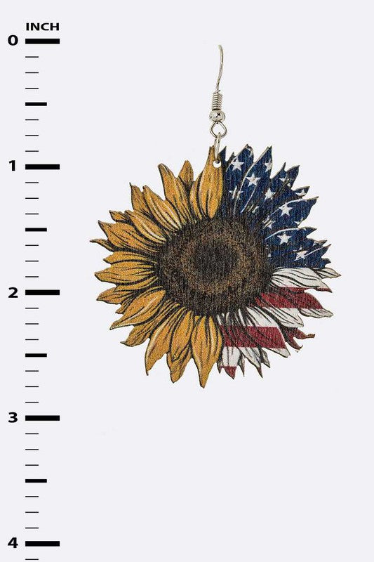 Flag Print Sunflower | Earrings