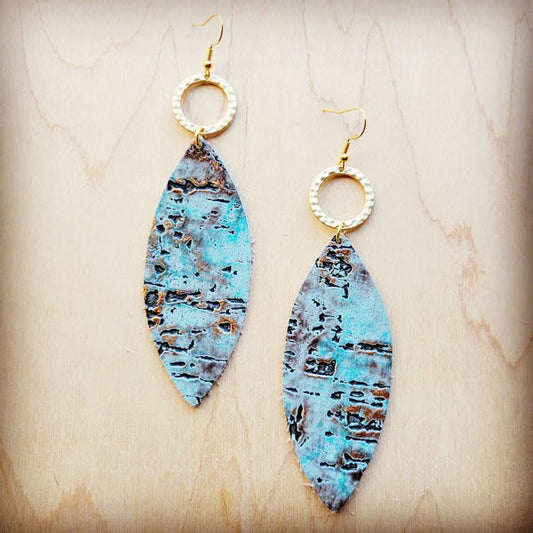 Narrow Oval Turquoise Metallic | Earrings