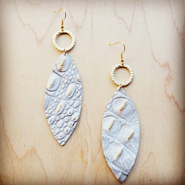 Narrow White Gold Gator | Earrings