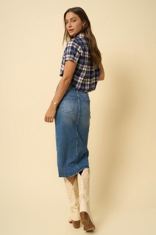 Denim Front Slit | Skirt