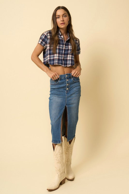 Denim Front Slit | Skirt