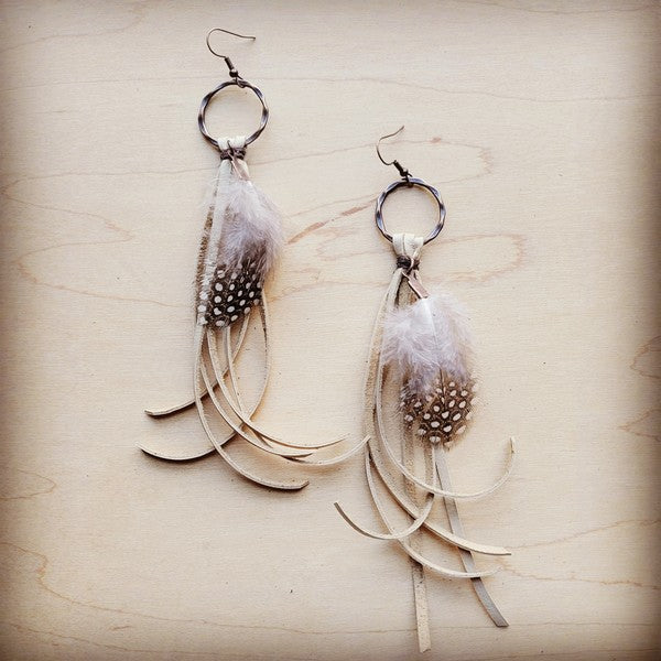 Boho Spot Feather | Tassel Earrings