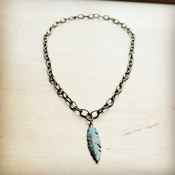 Antique Gold Collar w/ Feather Pendant | Necklace