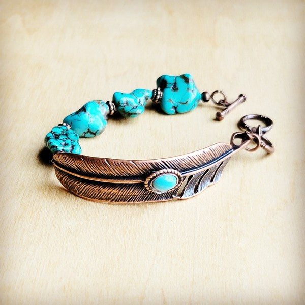 Turquoise Feather Beaded | Bracelet