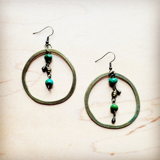 Bronze Hoop w/ Green Jasper | Earrings
