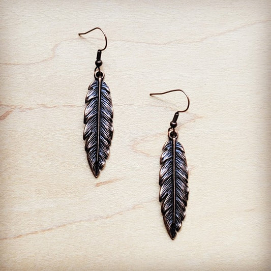 Antique Copper Feather | Earrings