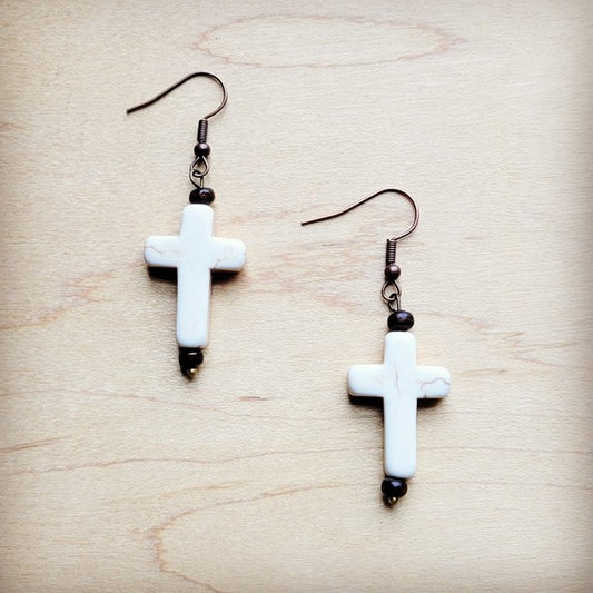 White Turquoise Cross | Earrings