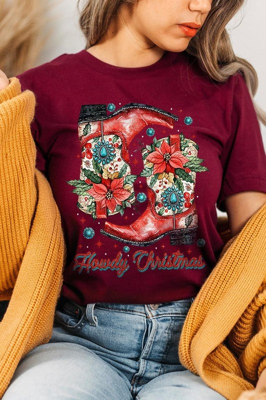 Howdy Christmas Western Boots | Graphic Tee