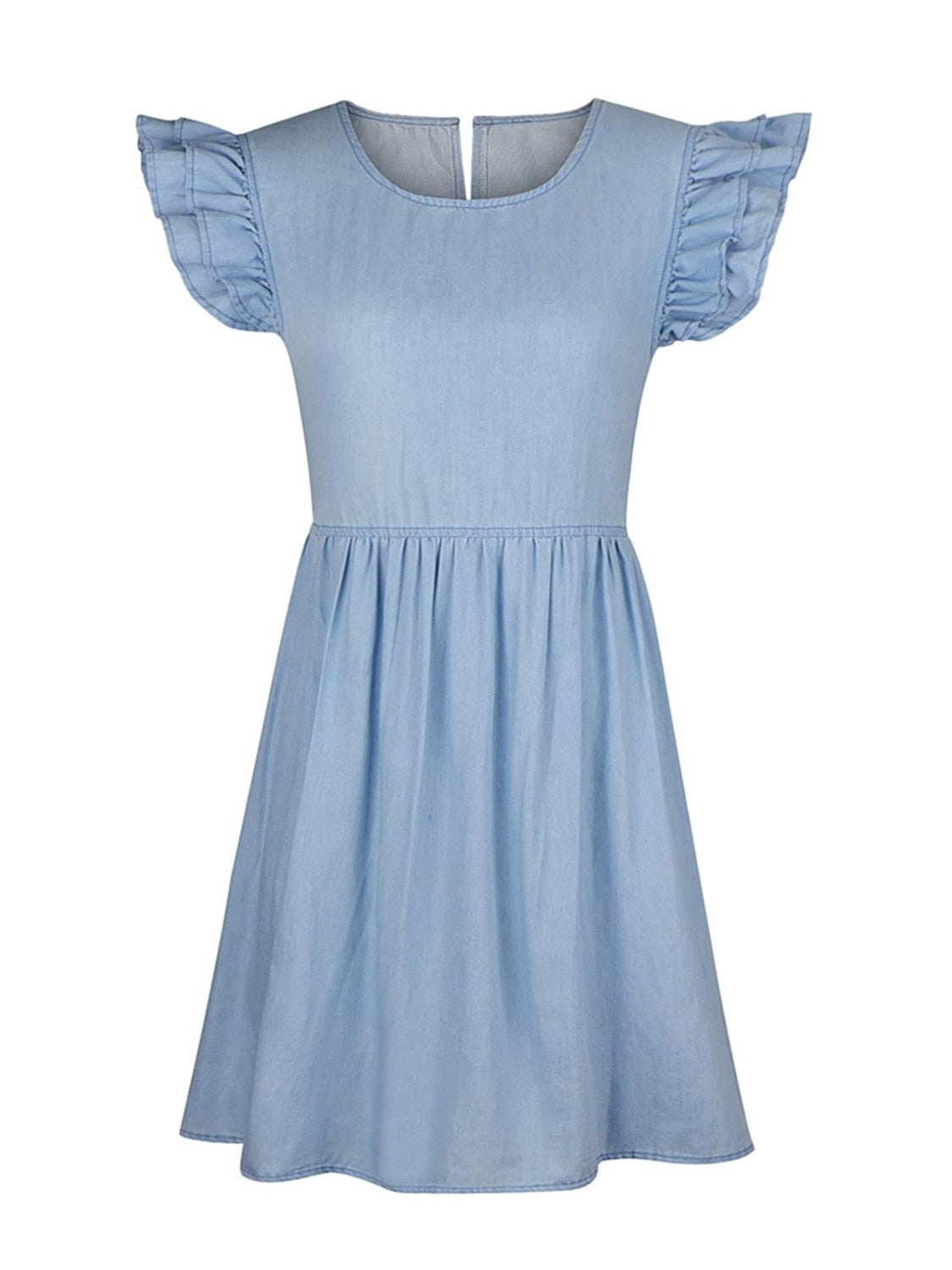 Ruffled Cap Sleeve Denim | Dress