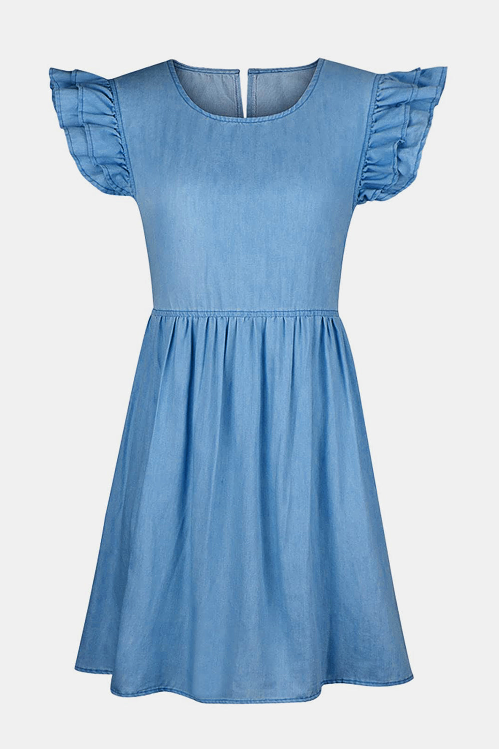 Ruffled Cap Sleeve Denim | Dress