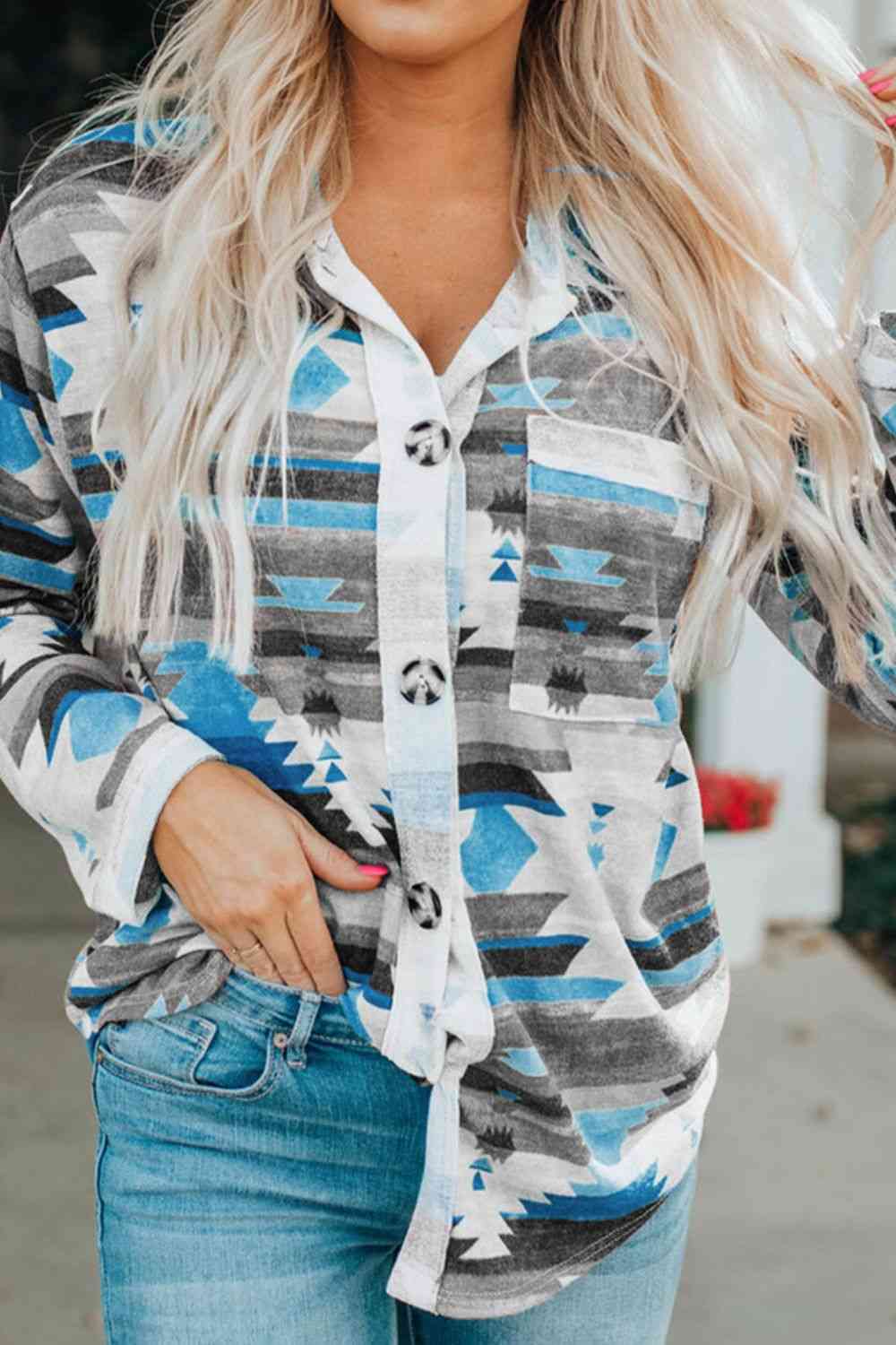 Aztec Printed Button Up | Long Sleeve Shirt
