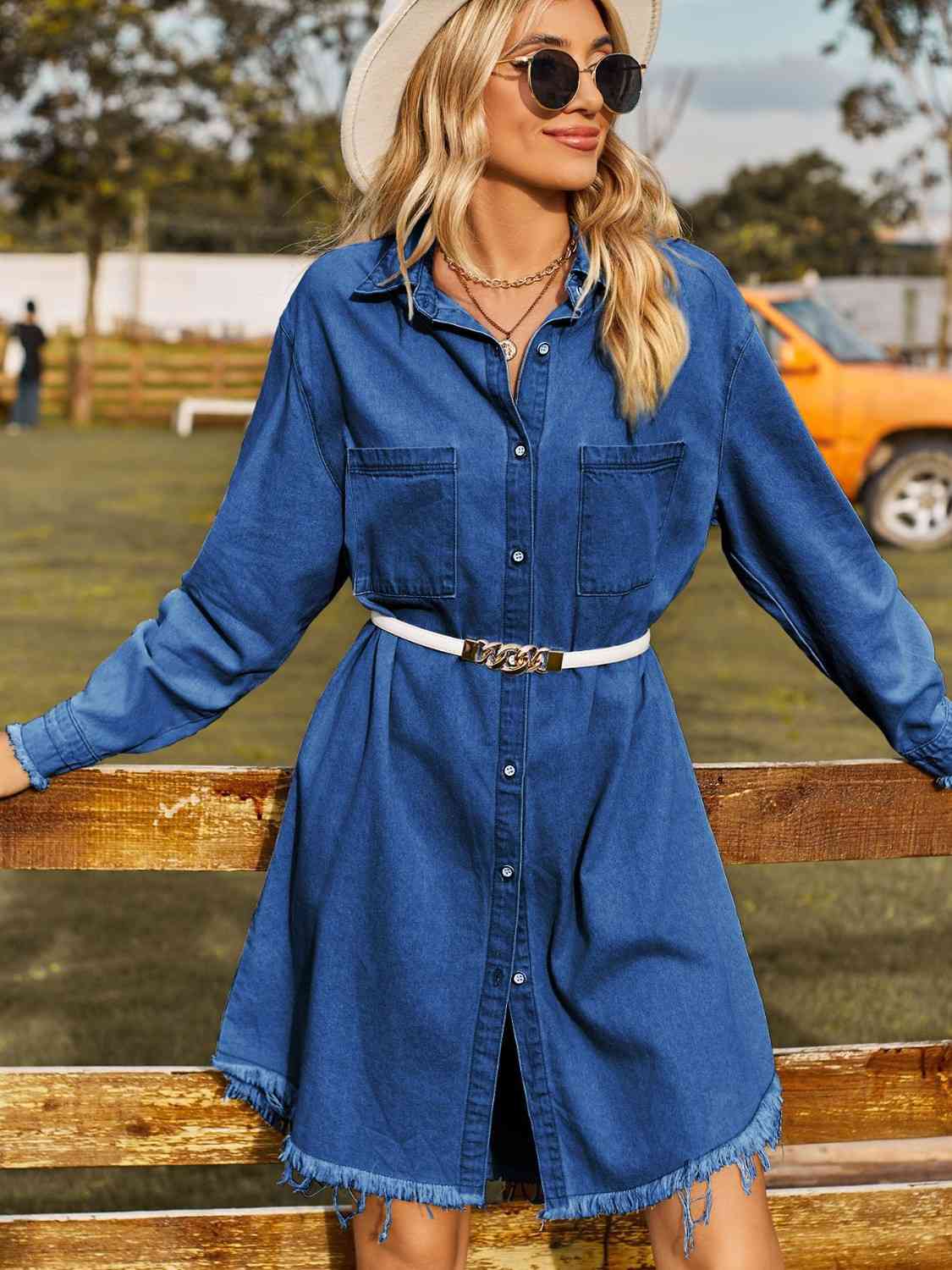 Button Up Raw Hem Denim | Dress