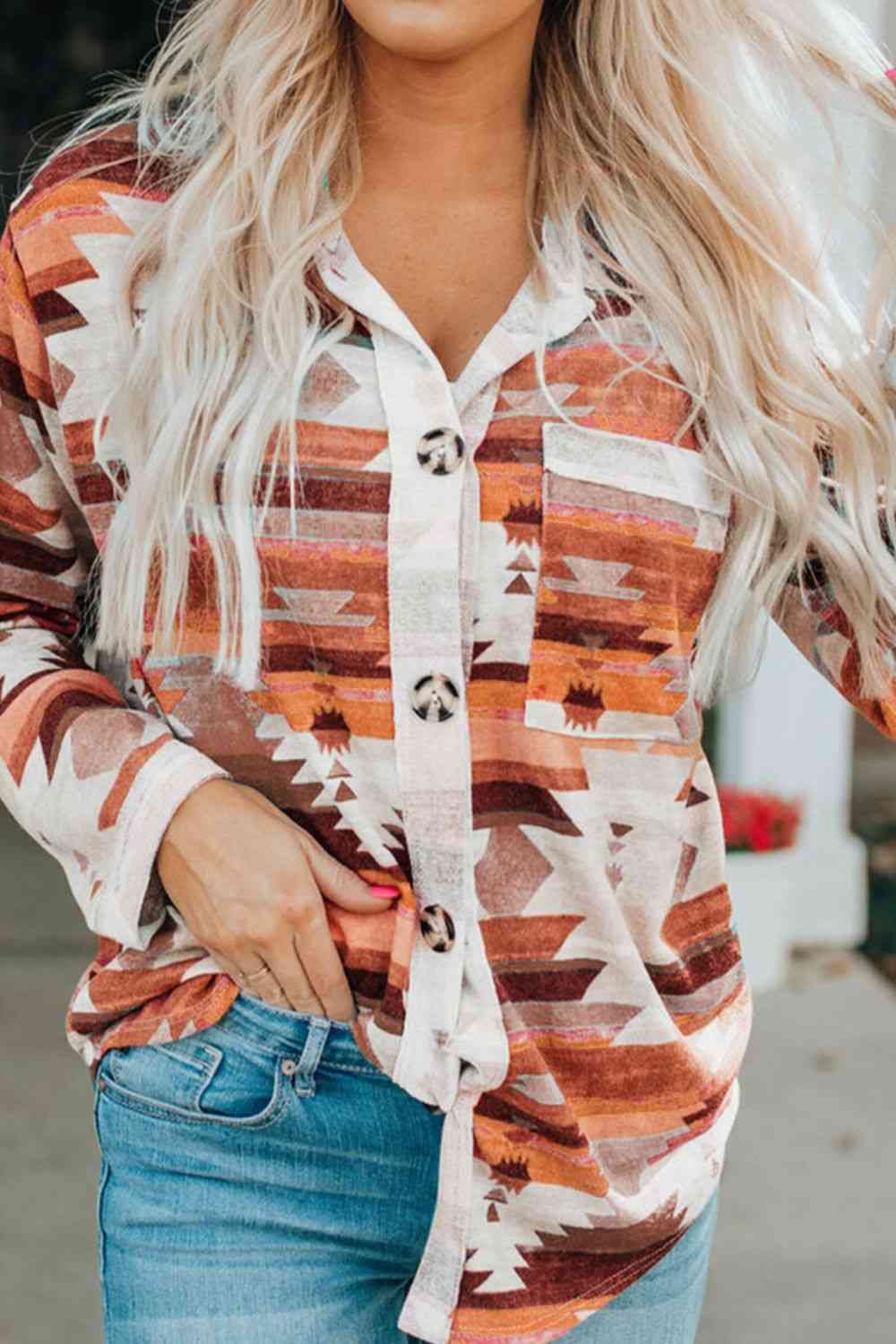 Aztec Printed Button Up | Long Sleeve Shirt