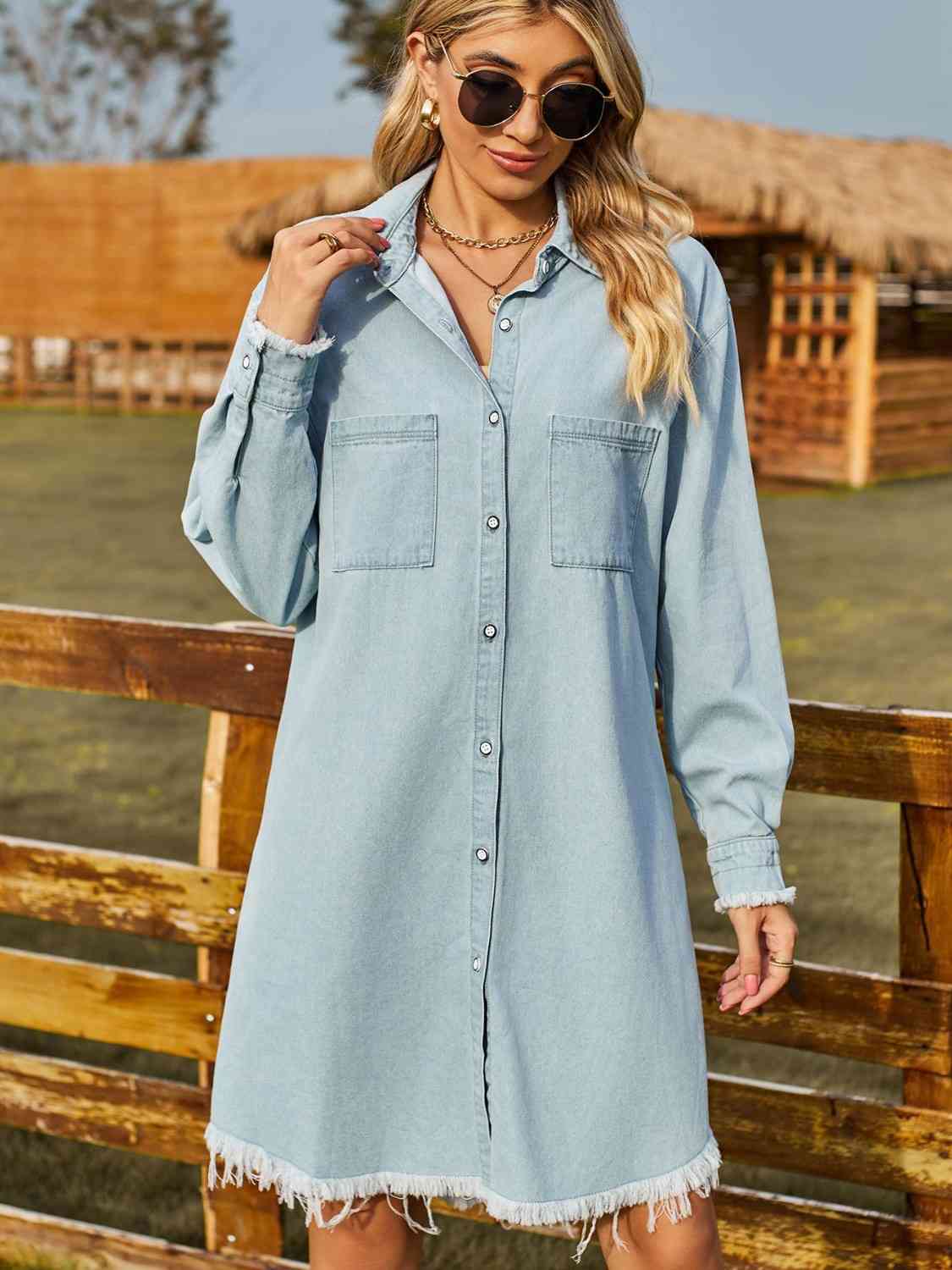 Button Up Raw Hem Denim | Dress