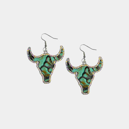 Rhinestone Trim Bull | Earrings