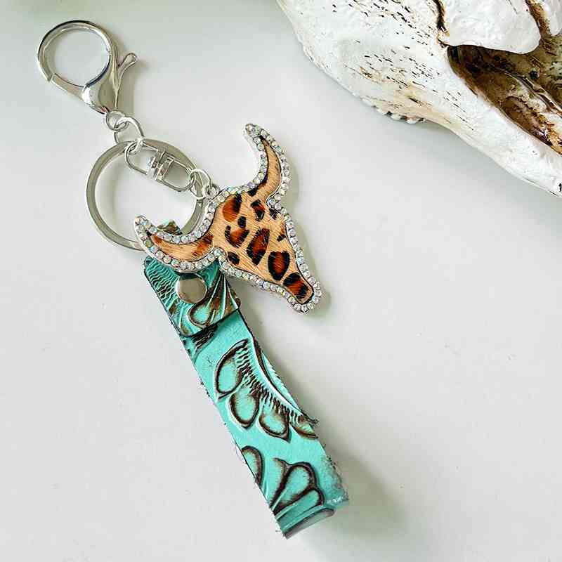 Rhinestone Bull Turquoise | Keychain