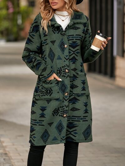 Colorful Geometric Pocketed | Dropped Shoulder Coat