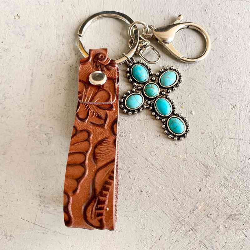 Turquoise & Leather | Keychain