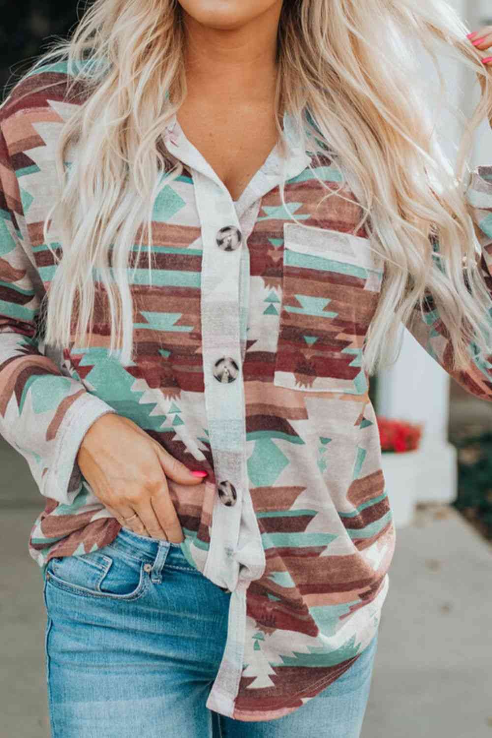 Aztec Printed Button Up | Long Sleeve Shirt