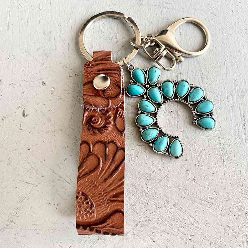 Turquoise & Leather | Keychain