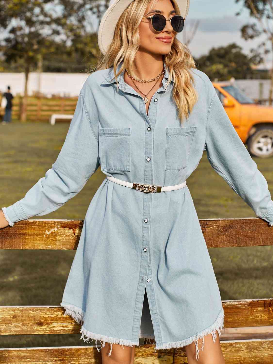 Button Up Raw Hem Denim | Dress