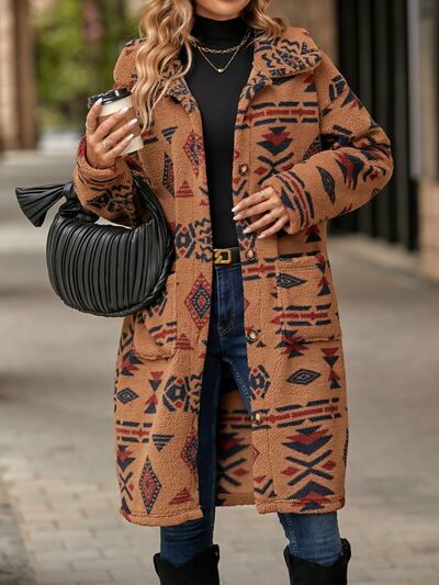 Colorful Geometric Pocketed | Dropped Shoulder Coat