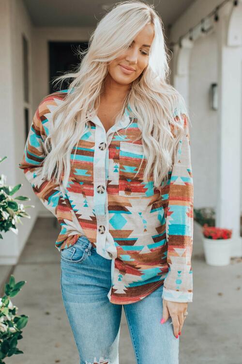Aztec Printed Button Up | Long Sleeve Shirt