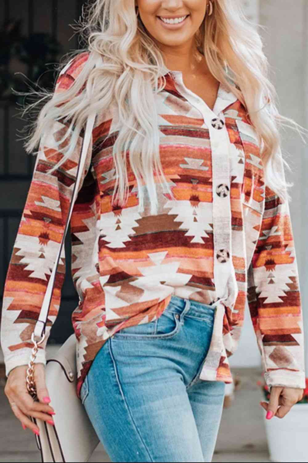 Aztec Printed Button Up | Long Sleeve Shirt