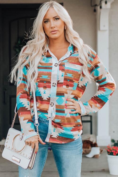 Aztec Printed Button Up | Long Sleeve Shirt